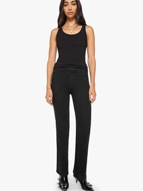 NWT MOTHER The Kick It Jeans Nighty Night Black Straight Leg 29